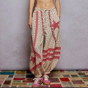 POL Floral Pink Star Track Pants